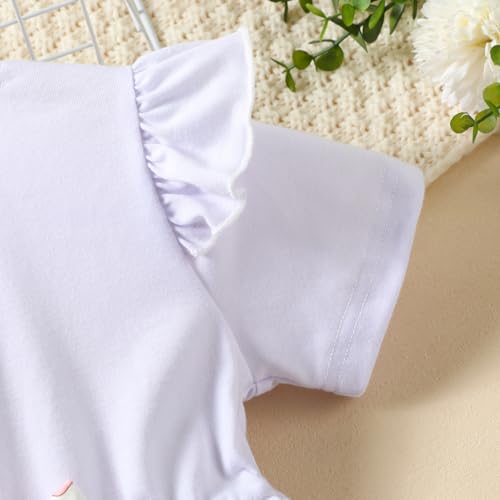 Toddler Baby Girl Bell Bottoms Outfits Ruffle Short Sleeve Shirt Tops and Floral Flared Pant Set4