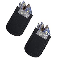 CAREOR 2 Pack para hombre con bolsillo y portatarjetas, microfibra negra con cierre elástico Chaquetas Pañuelo bolsillo cuadrado titular