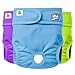 Pet Magasin Reusable Female Dog Diapers Panties, 3 Pack, Blue Green & Purple, Small