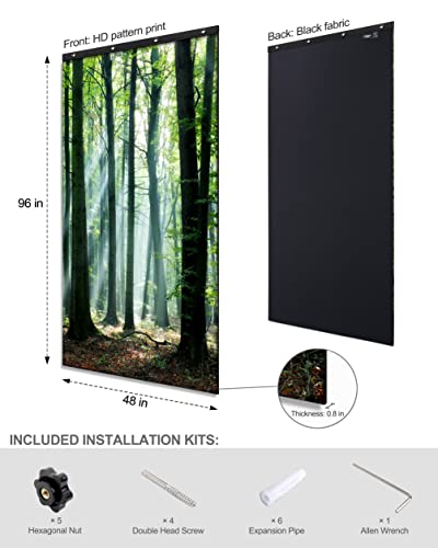 CHOOVEEON Art Sound Absorption Sheet,Acoustic Foam Panels,Decorative Sound Dampening Blanket,Sound Absorbing Curtain,Sound Proofing Sheet For Wall (96"x48"Inch) (96"x48"-20MM, Morning Forest)