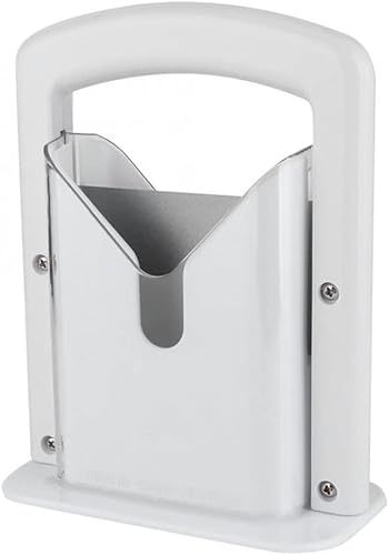 Miniatura 5 de Cortadora de bagel, mango de seguridad, cortador de bagel de acero inoxidable (blanco)