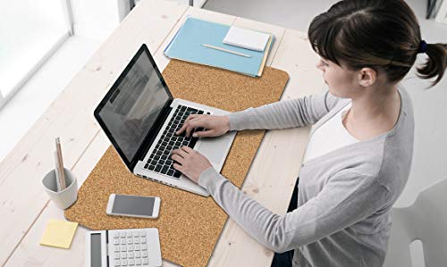 Eco Cork Pu Leather Desk Pad,Dual Side Office Desk Mat,Ultra Thin Large Mouse Pad,Laptop Desk Table Protector,Waterproof Desk Writing Pad For Office Work/Home (Dark Green, 35.4"X17") #TOP6