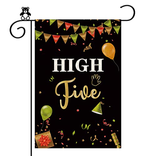 Tuinvlag, 5e verjaardag, verticale buitenbanner, vijf verjaardagsfeestborden, grappig dubbelzijdig bord, 30,5 x 45,7 cm