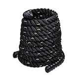 YJIIJY Trainingstouw Battle Rope, Exercise Training Rope,Fitness Battle Rope Gym Oefening Spiertouw (Zwart-Gouden, 12m * 38mm)
