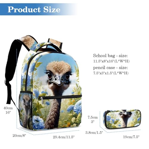 Sac à dos autruche et fleur multicolore de voyage pour ado