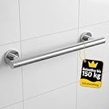 Bürstenking Haltegriff Dusche 400 mm Chrom – Duschgriff/Wannengriff aus massivem Messing Ø 32 mm, bis 150 kg, Badezimmer Haltegriff für Senioren, inkl. Schrauben & Dübel