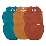 embé 3-Pack Starter Swaddle Blanket Wrap for Babies 0-3 Months / 6-14 lbs - Rust, Sand, Spruce | Legs in & Out Design | Arms Tucked in | Stage 1 Sleep
