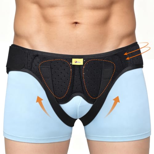 TENB Hernia Belt for Men Hernia Support Truss for Single/Double Inguinal or Sports Hernia, Adjustable Waist Strap with 2 Removable Compression Pads Breathable Material (Medium)
