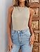 ZESICA Womens 2025 Ribbed Tank Tops Summer Sleeveless High Neck Casual Slim Fitted Basic Knit Shirts,Sand,Small