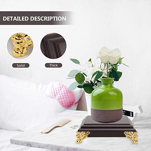 Besportble Thailand Mini Table Buddha Statue Stand Square Wood Carving Base Pedestal Glass Ball Holder Stand #TOP3