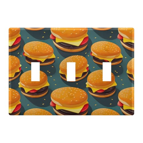 Light Switch Cover Hamburger Wall Plates for Electrical Outlets 3 Gang 202a8850