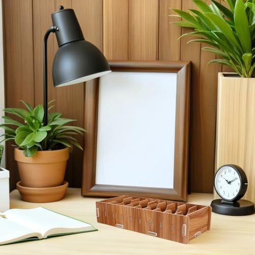Tarjetero de madera con divisor desmontable contra el caos de notas 6