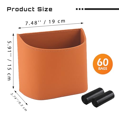 COZILO Leather Car Trash Can – Leakproof & Easy-to-Clean Car Trash Bin for Luxury Cars, SUVs & Trucks | Includes 60 Custom Liners, Secure Hook, Easy Install, Brown by COZILO - Image 7
