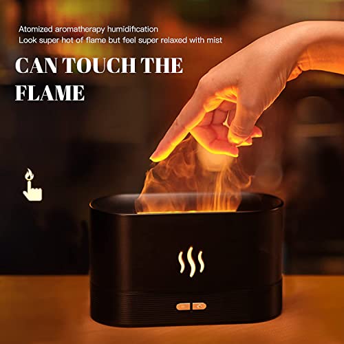 Essential Oil Diffuser, 7 Colorful Flame Air Aroma Diffuser Humidifier, Cool Mist Humidifier With Auto-Off Protection For Bedroom, Home, Office, Gift (Black) #TOP2