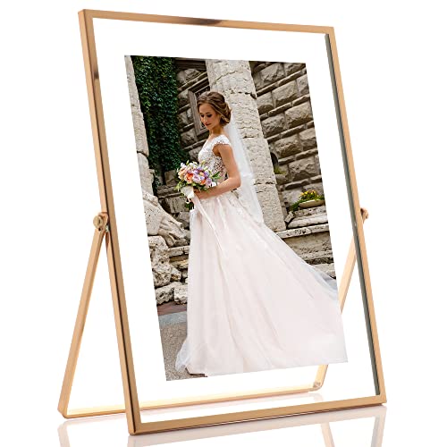 Lawrence Frames Metal Easel Float Picture Frame, 5x7, Gold