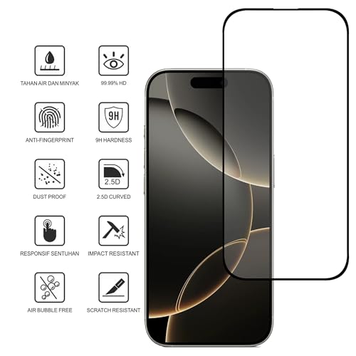 Image of amazon basics Tempered Glass Screen Protector Compatible with iPhone 17 Pro Transparent Protective Film [Clear HD]
