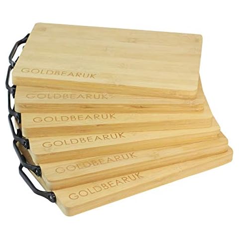 Wooden Serving Boards - Set of 6 Black Handle Bamboo Chopping Boards Cover