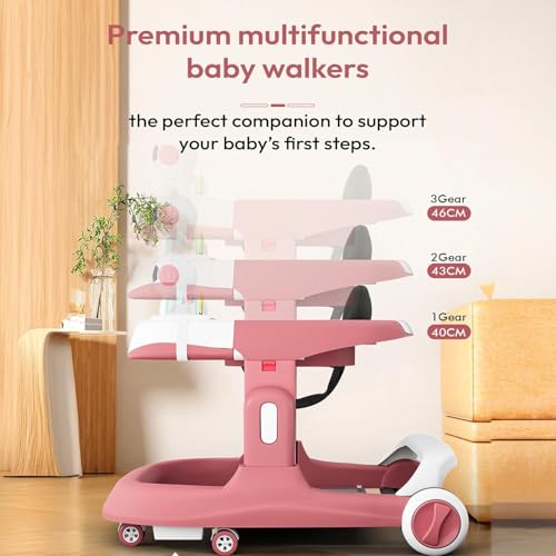 Image of StarAndDaisy Baby Walkers 6-24 Month Boy & Girl /Walker for Baby /Kids 1 Years with Multi Adjustable Height /Multi-Functionne Baby Walker with Music, Toy Tray & Anti-Rollover (Pink)