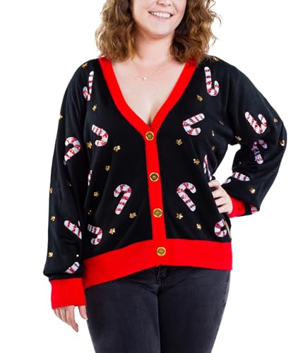 Image of Tipsy Elves Classic Cute Cardigan Ugly Christmas Sweaters for Women with Fun Patterns and Animals