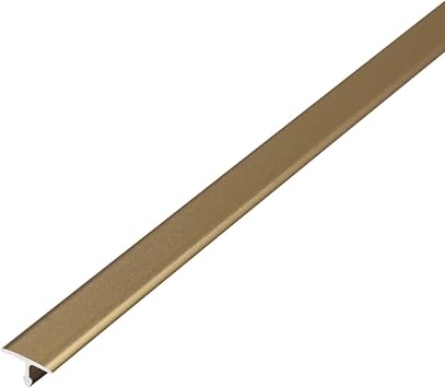 Doorway Uneven Floor Transition Strip, Wood to Tile Floor Transition Strip,Metal Vinyl Flooring Threshold T Gap Molding,35 Inch Carpet Edge/Door Gap Flute Color Gold, Size Width 6mm