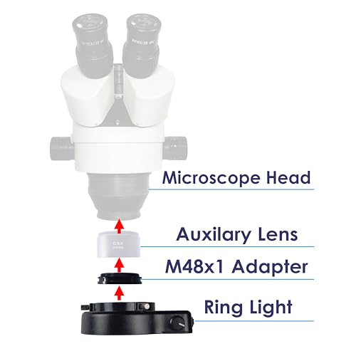 Anillo de luz para microscopio estéreo con iluminador ajustable de 144 LED 6