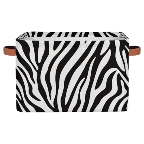 Kaifanee Storage Bins Foldable Cube Storage Baskets, Black And White Zebra Animal Skin Pattern Closet Shelf Organizer, Decorative Basket for Nursery Kids Bathroom Home Office