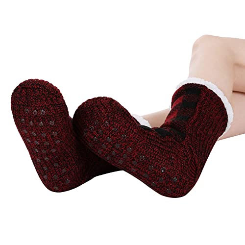 Image of Chassic Sherpa Lined Slipper Socks for Women, Non-Slip Cozy Winter House Socks, Soft Fuzzy Socks, Gifts for Women & Ladies Stocking Stuffers