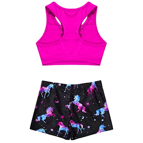 Girls Dance/Swim/Gymnastic/Sports 2 Piece Racer Back Tanks Top with Booty Shorts Tracksuit2
