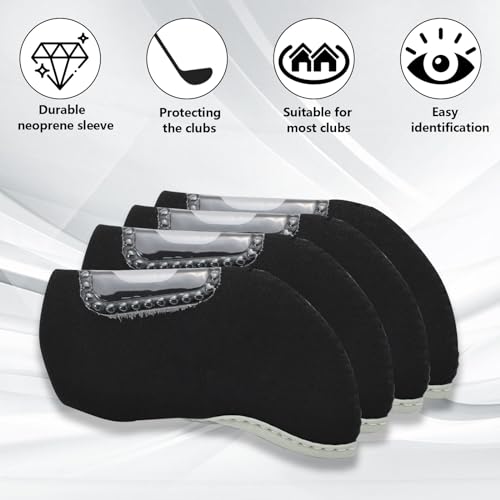 Golfschlägerhauben mit durchsichtigem Fenster, klare sichtbare Kopfbedeckungen, Golfzubehör für Putter, Golfanfänger, Damen und Herren, 10 Stück (schwarz)