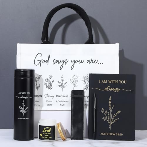 Image of Thenshop 6 Pcs Christian Gift Set for Women Faith, Inspirational Religious Gifts for Women, Catholic Christmas Birthday Gifts for Women Friends, Mother, Sister, Wife(Black,Bible)