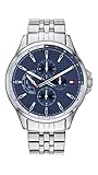 Grosor de la caja de 10.5 mm Tommy Hilfiger Reloj Multiesfera para Hombre de Cuarzo con Correa en Acero Inoxidable 1791612