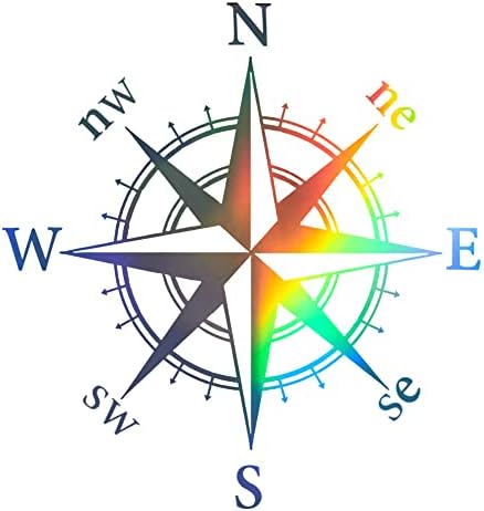 JSCARLIFE Compass Car Decals, Practical Laser Compass Car Hood Sticker, Self-Adhesive Vinyl Graphics Decals for Car/Truck, Universal Car Hood Body Side Rear Window Stickers-19.7"x19.7" image 4