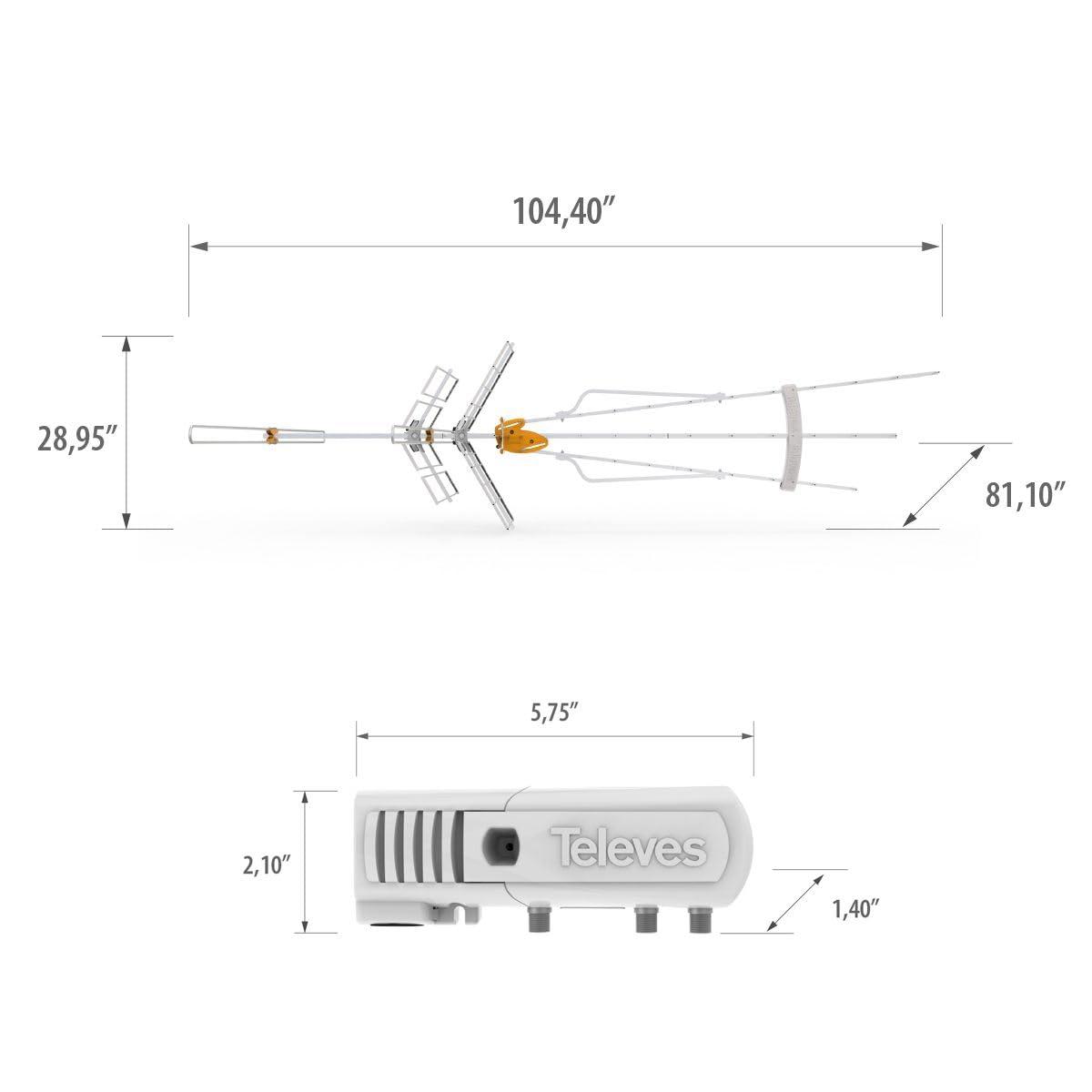 DAT BOSS Mix LR 148383 Antena HDTV de banda completa – Recepción de largo alcance VHF/VHF/UHF alto con amplificador TForce BOSS, filtrado FM y LTE/4G/5G, hasta 100 millas – Fabricado en España 5