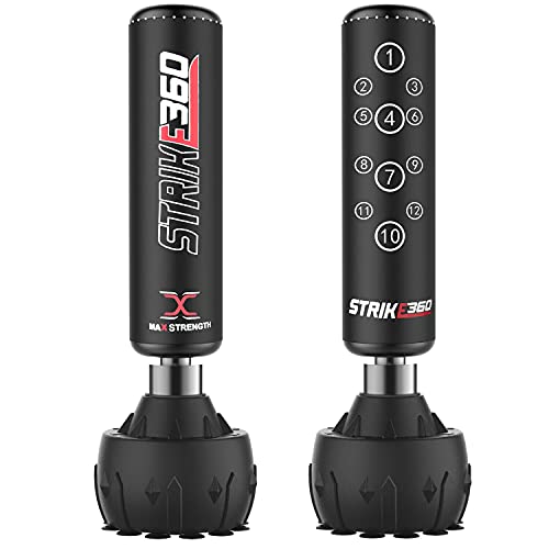 MAXSTRENGTH Pedestal Free Standing boxing or kickboxing Punch Bags Martial Arts MMA fitness equipment Heavy Duty Target Stand Punching Bag (Black 6 FT)