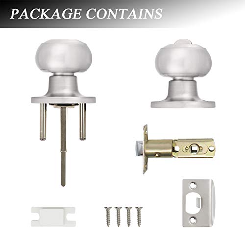 Probrico HM-SNBK-DL609-8PACK 8 Pack Interior Privacy Door Knobs Keyless Door Lock Lockset Round Doorknobs In Satin Nickel Door Locks For Bedrooms And Bathrooms Adjustable Latch Backset thumb #6