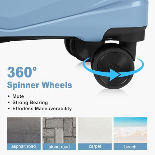 20 inch Hardside Expandable Luggage with Spinner Wheels, 2 Pcs ABS Hardside Luggage Sets TSA Lock Spinner Wheel Suitcases and Cosmetic Case, Carry-On 20-Inch (Blue)4