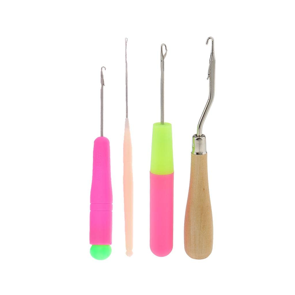 Club Bollywood®4 Pieces/Set Wood/Plastic Crochet Latch Hooks Lock Needles for Hair/Micro Braid| Crochet Hooks| Crochet Hooks|Crafts|• Crafts|1 Piece Wooden Handle Bent Latch Hook-image-25