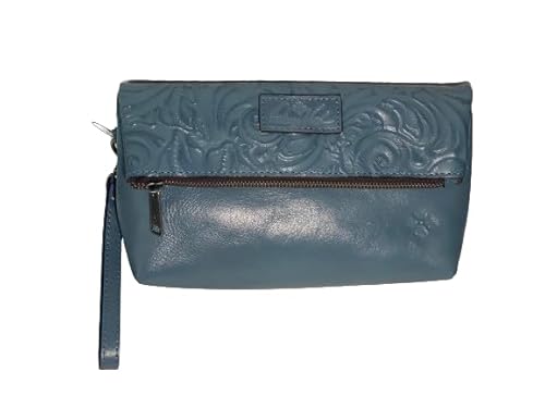 Patricia Nash Valerie Tooled Leather Foldover Clutch Wristlet, Safflower Blue