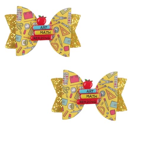 2PCS Glitter Back To School Bow Hair Clips Cute Books Hairpin...