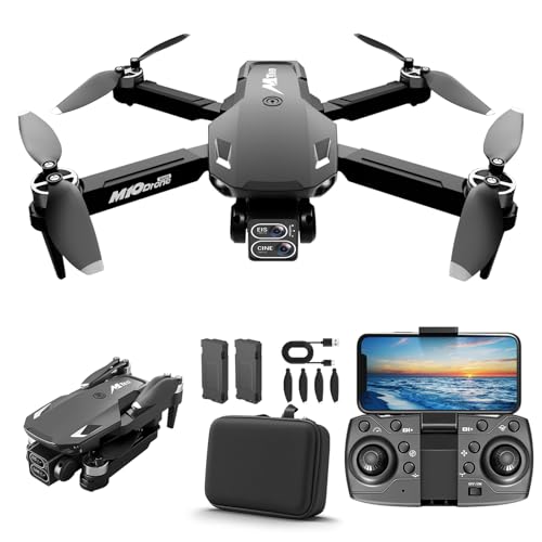 Drone with Camera for Adults Kids 2k One-Key Take Off/Landing FPV RC Drone with Camera for Beginners Headless Mode, 3 Speeds, 360° Flip, 2 Batteries Mini Drone for Adults Black