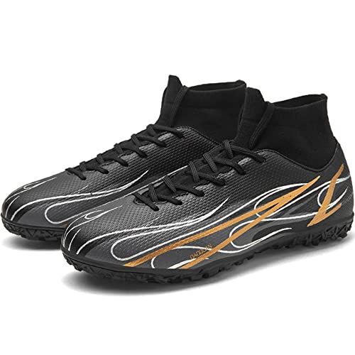 Men's Soccer Shoes Football Cleats High-Tops Lace-Up Non-Slip Spikes Indoor Tf Rugby Lacrosse Turf Sneaker Black Eu 43 #TOP6