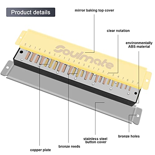 Soulmate Harmonica 24 Holes C Key Blues Harmonica With Case, Beginner Harmonica Mouth Organ Harmonicas With Case For Kids thumb #2