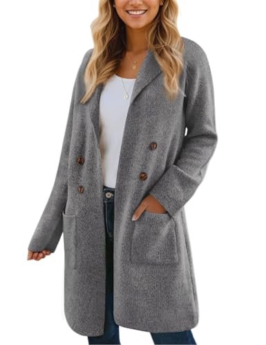 VIMPUNEC Fall Long Cardigan Sweaters for Women Trendy Open Front Coats Knit Winter Jackets Coatigan