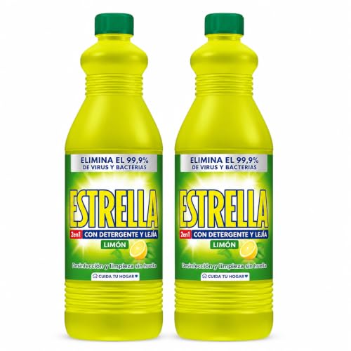 Estrella Lejía con Detergente Limón 1,43L Pack 2 | Limpieza 2 en 1