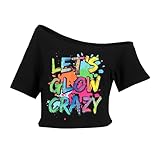 MNLYBABY 80s Outfit for Women Retro 80's Off The Shoulder Crop Tops Vintage 80s 90s Party Disco Shirt Black