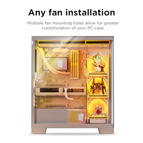 Image of PC Case ARGB Square Figurine Shelf, Figure Stand, Infinity Mirror Design Floating PC Shelf for Figure - 120mm Fan Accessories-White
