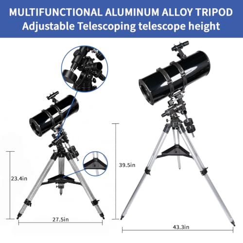 Image of HINISO 203EQ Telescope | 203mm Aperture | 800mm Focal Length | 32x-246x Magnification | EQ4 Equatorial Mount | P.L. Series Eyepiece | Bluetooth Remote & Tripod