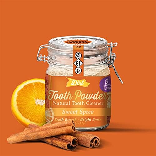 The Dirt Tooth Powder - Fluoride Free - Remineralizing with Essential Oils & Bentonite Clay - Natural Toothpaste Alternative - Available in 6 Flavors (Sweet Spice, 51g: 6 Month Supply)