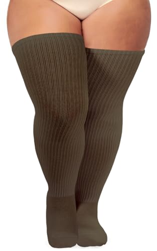 Image of Plus Size Thigh High Socks for Women Thick Thighs Cotton Knit Extra Long Over the Knee Leg Warmer