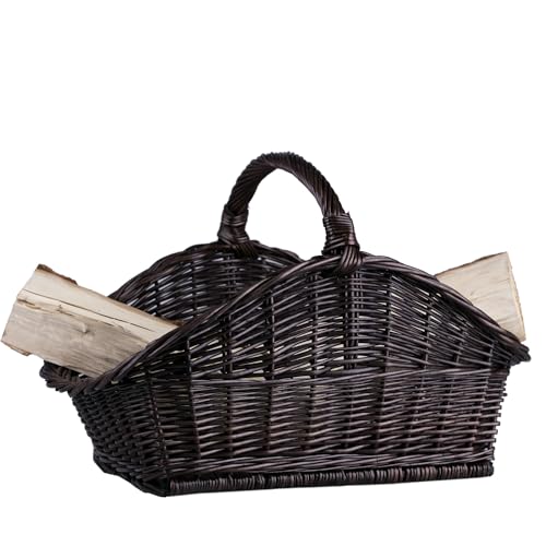Porte-bûches pour cheminées e-wicker24 range buche panier bois brun